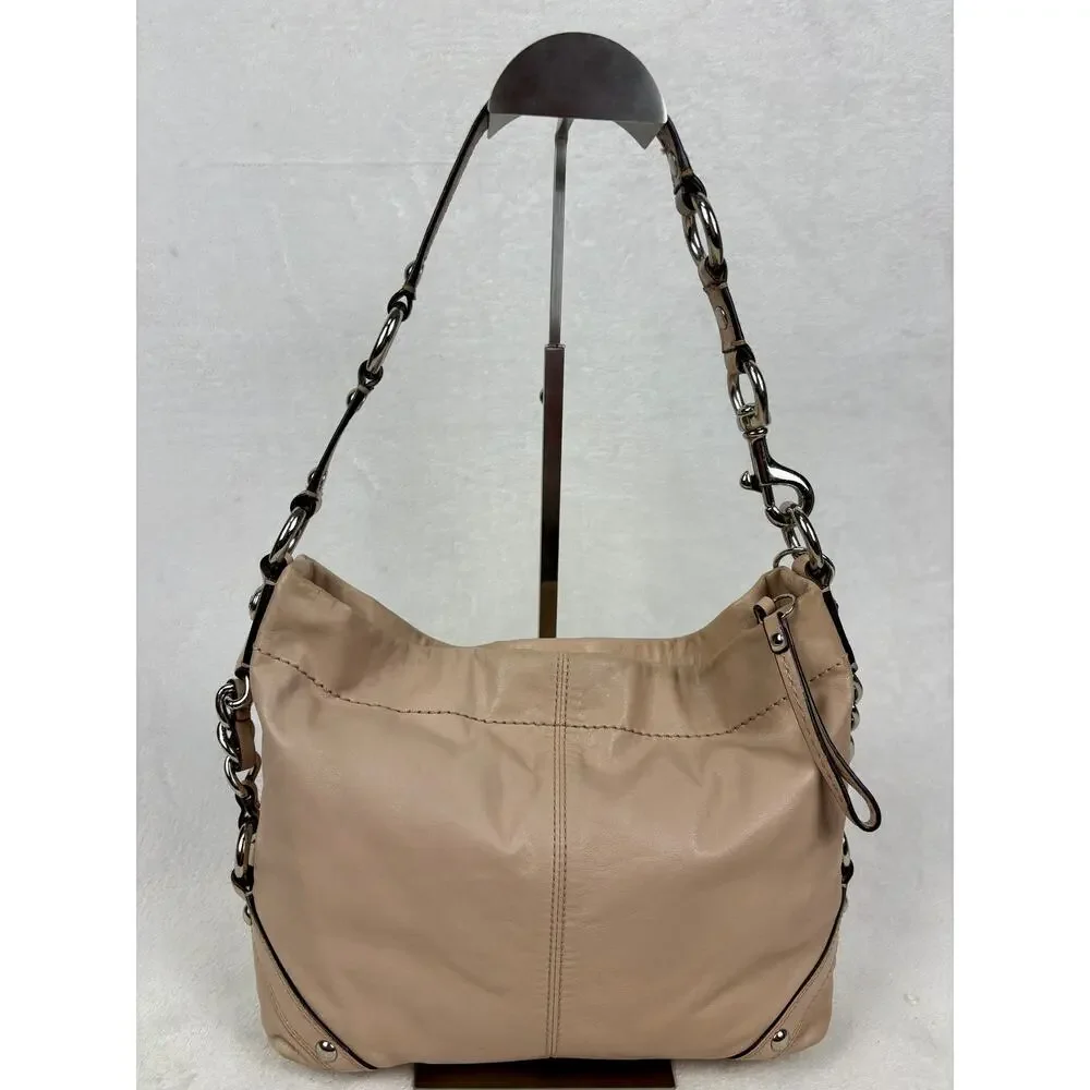 Coach Y2K Carly Curb Chain Hobo in Blush/Champagne Premium Leather